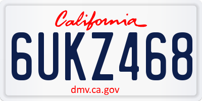 CA license plate 6UKZ468