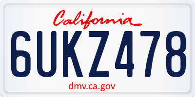 CA license plate 6UKZ478