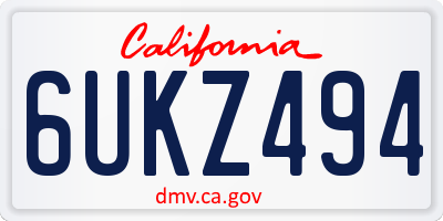 CA license plate 6UKZ494