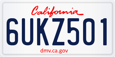 CA license plate 6UKZ501