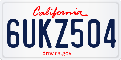 CA license plate 6UKZ504