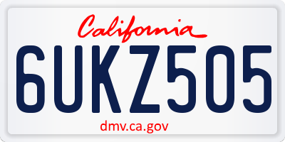 CA license plate 6UKZ505
