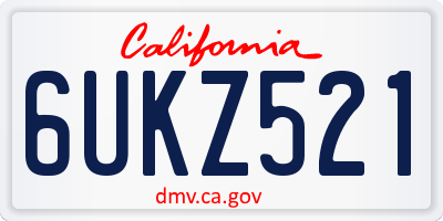 CA license plate 6UKZ521