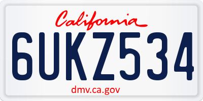 CA license plate 6UKZ534