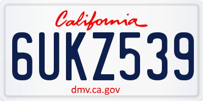 CA license plate 6UKZ539