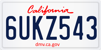 CA license plate 6UKZ543