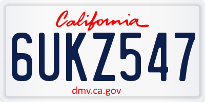 CA license plate 6UKZ547