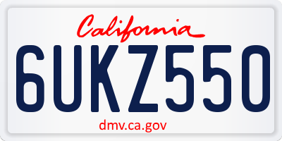 CA license plate 6UKZ550
