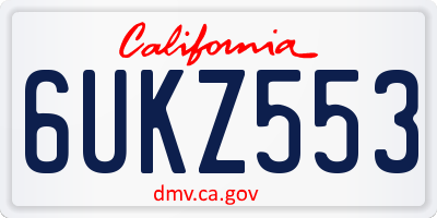 CA license plate 6UKZ553