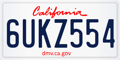 CA license plate 6UKZ554