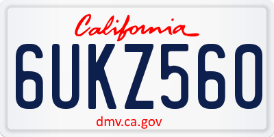 CA license plate 6UKZ560