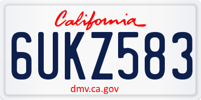 CA license plate 6UKZ583