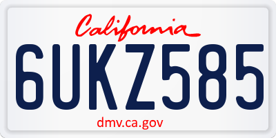 CA license plate 6UKZ585