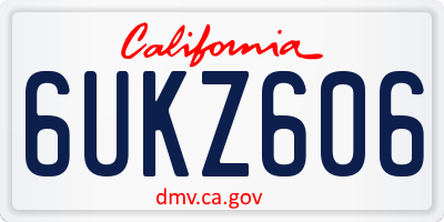 CA license plate 6UKZ606