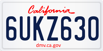 CA license plate 6UKZ630