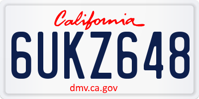 CA license plate 6UKZ648