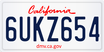 CA license plate 6UKZ654