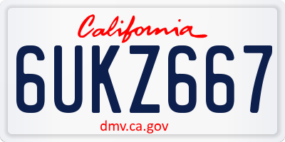 CA license plate 6UKZ667