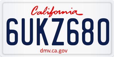 CA license plate 6UKZ680