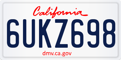 CA license plate 6UKZ698
