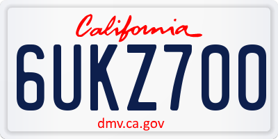 CA license plate 6UKZ700