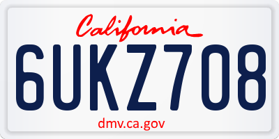 CA license plate 6UKZ708