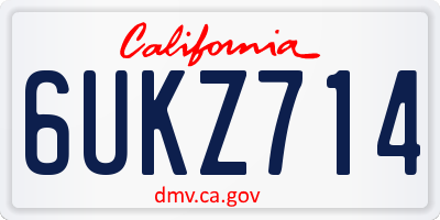 CA license plate 6UKZ714