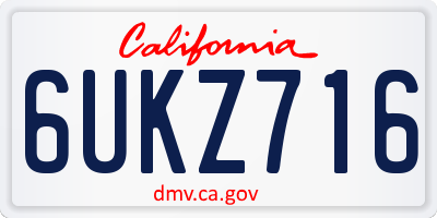 CA license plate 6UKZ716