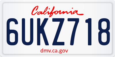 CA license plate 6UKZ718