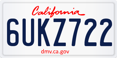 CA license plate 6UKZ722