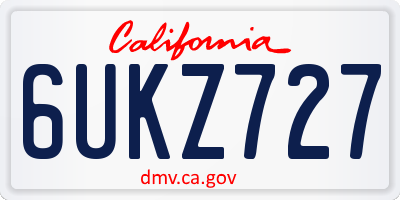 CA license plate 6UKZ727