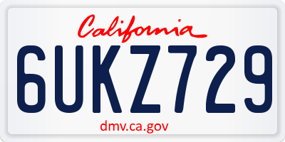 CA license plate 6UKZ729