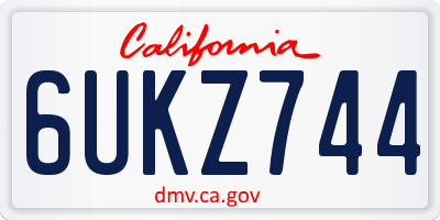 CA license plate 6UKZ744