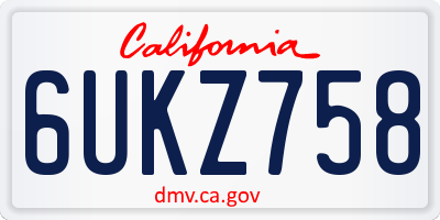 CA license plate 6UKZ758