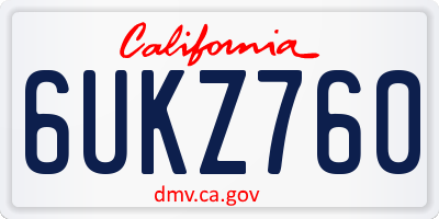 CA license plate 6UKZ760
