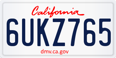 CA license plate 6UKZ765