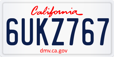 CA license plate 6UKZ767