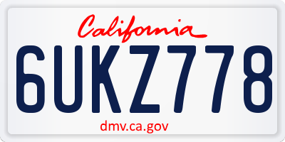 CA license plate 6UKZ778