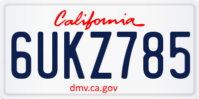 CA license plate 6UKZ785