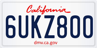 CA license plate 6UKZ800