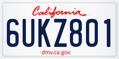 CA license plate 6UKZ801