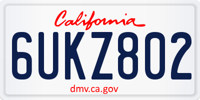 CA license plate 6UKZ802