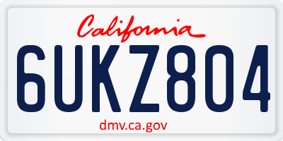 CA license plate 6UKZ804