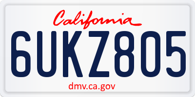 CA license plate 6UKZ805