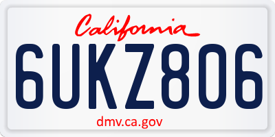 CA license plate 6UKZ806