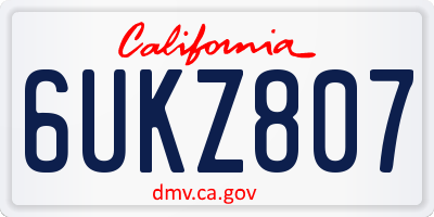 CA license plate 6UKZ807
