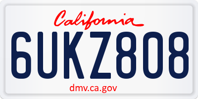 CA license plate 6UKZ808