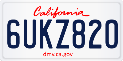 CA license plate 6UKZ820