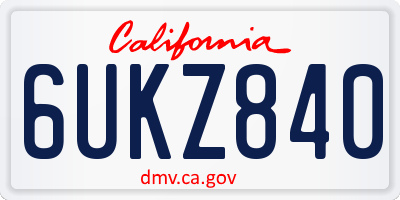 CA license plate 6UKZ840