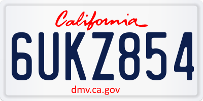 CA license plate 6UKZ854
